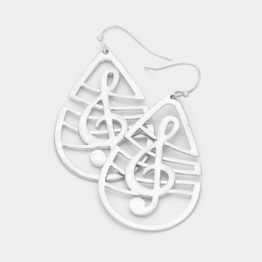 Treble clef teardrop earrings